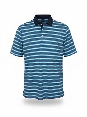 Dunning Golf Polo Shirt XXL Blue Striped Performance Stretch Mens